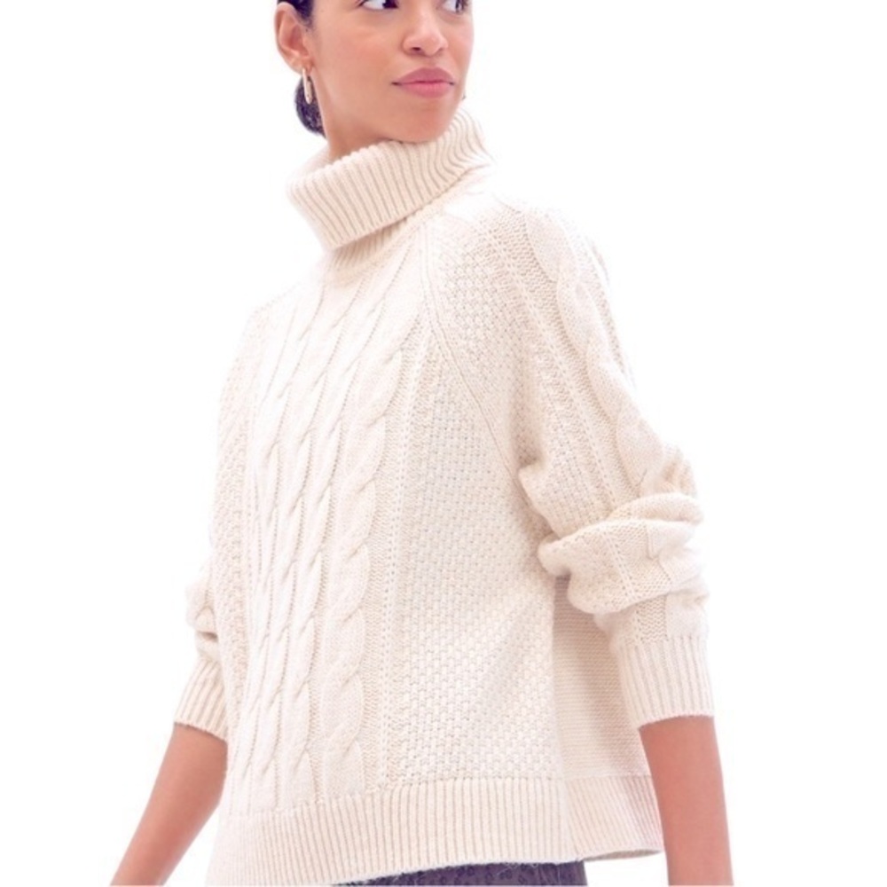 GAP Cable Knit Turtleneck Snow Cap Sz XL